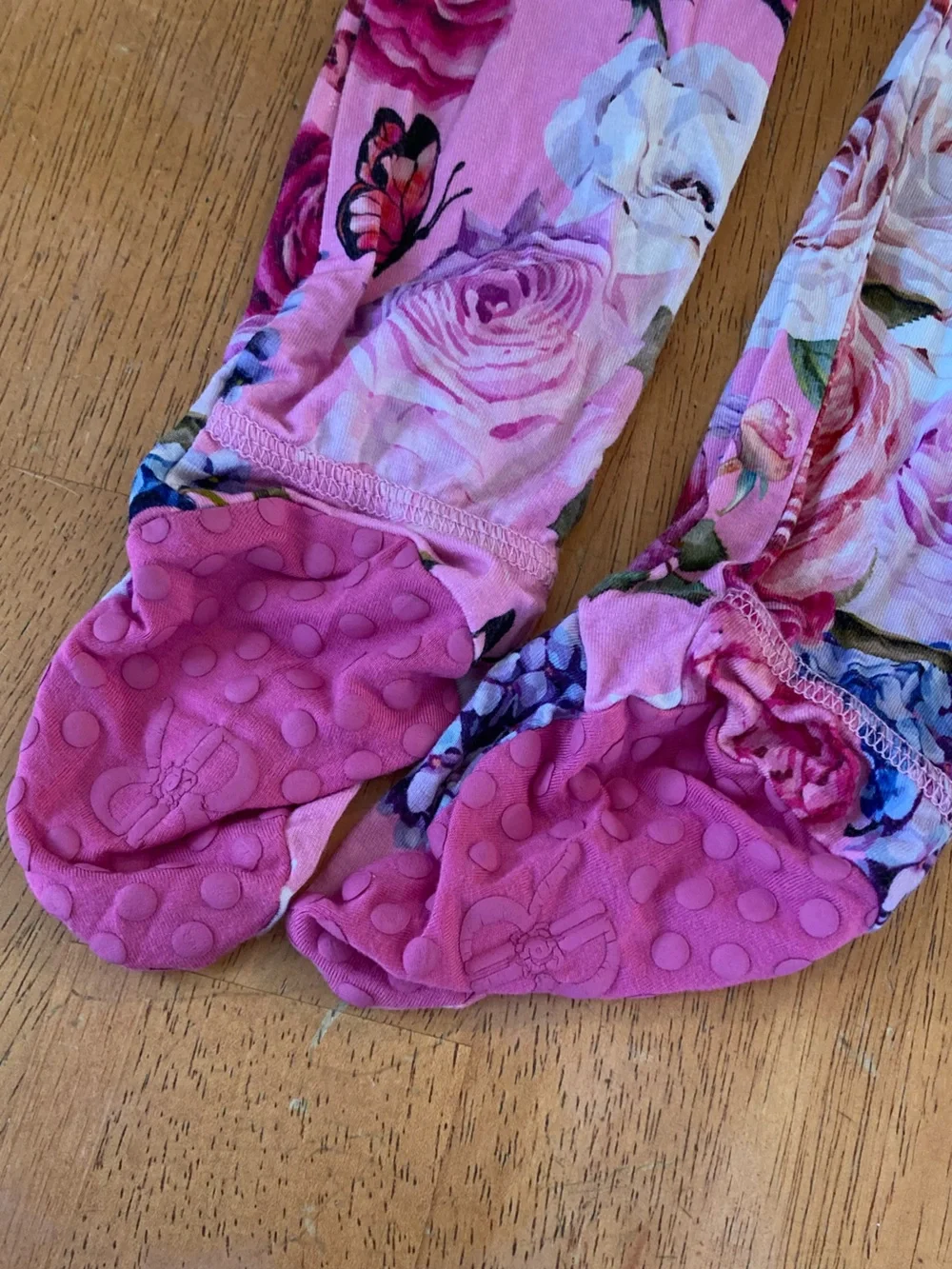 Bums and Roses Bamboo Floral Sleeper with Ruffle Detail - 12-18mos